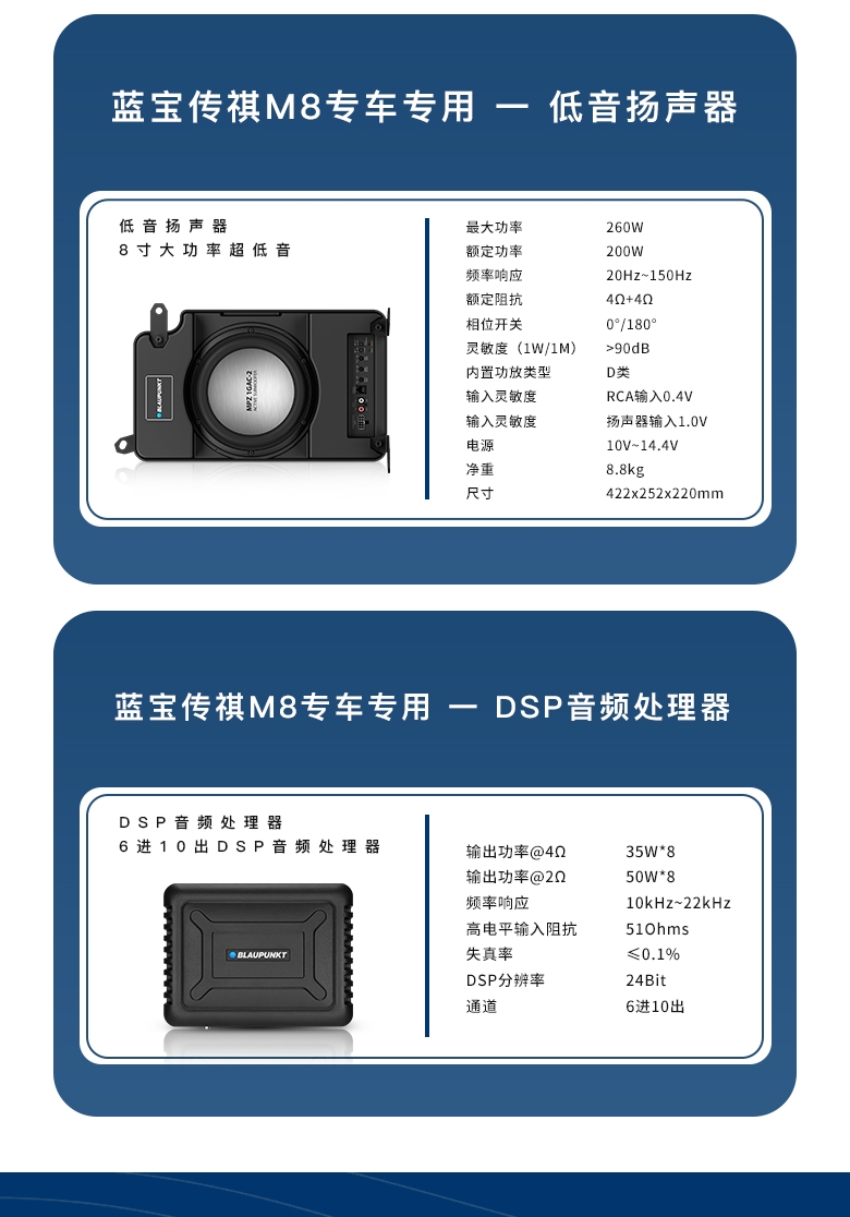 德國（藍寶BLAUPUNKT）傳祺M8專車專用音響套裝